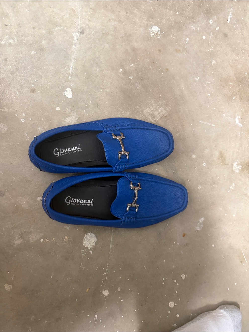Giovanni Men's Blue Leather Bit Slip-On Loafers